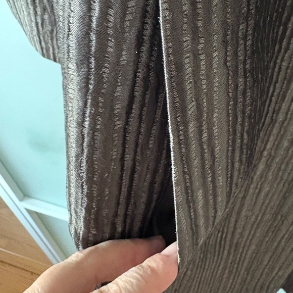 Eileen Fisher Silver Textured Silk open Front Duster-style Jacket Sz. L - Picture 7 of 7